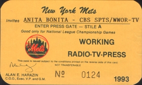 Official NY Mets Press Pass, 1993